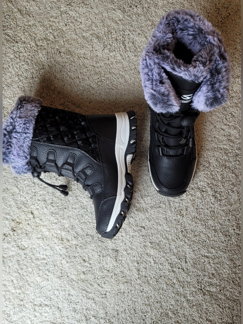 Pioneer Trail Snow  Boots From Hobibear black With Ice Blue Faux Fur  5 1/2 - Picture 5 of 6